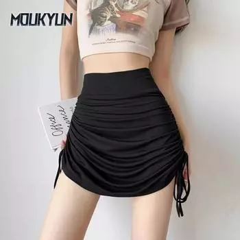 Короткие юбки женские Harajuku летние женские нитки с завязками по бокам эластичные сексуальные мини-юбки женские шорты для йоги Faldas S