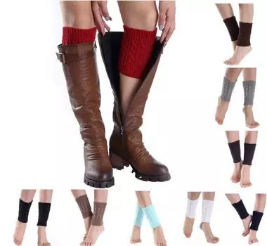 Короткие вязаные носки, гетры, бахилы чёрный