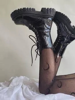 Короткие женские ботинки Combat Boots в стиле панк, водонепроницаемые женские ботинки на шнурках, байкерские ботинки New Rock In Y2k 35