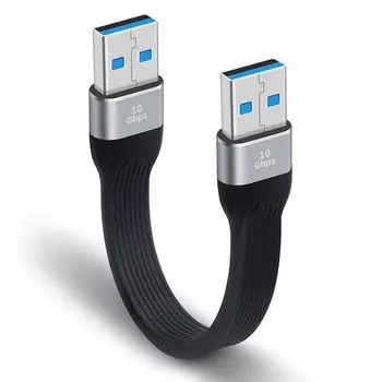 Короткий кабель USB 3.0 Poyiccot 13 см, мягкий USB-кабель «папа-папа» со скоростью передачи данных 10 Гбит/с, кабель типа A-A, совместимый с жесткими дисками/камерами/DVD