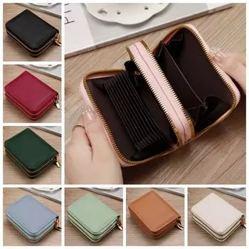 Короткий кошелек с двойной молнией, однотонный женский кошелек для монет, модная сумка для карточек для женщин светло-зеленый