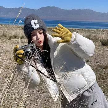 Короткий облегающий пуховик с капюшоном и воротником-стойкой, сезон 0, теплая однотонная куртка из хлопка, одежда в стиле «хлеб» S