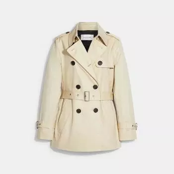 Короткий однотонный плащ Coach