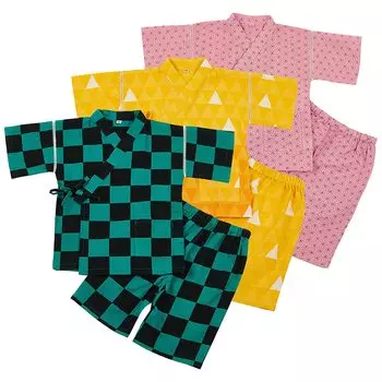 Короткий открытый верх и низ Demon Kimetsu no Yaiba с японским узором, подходящий для детской одежды, рукавов, домашней одежды Slayer,