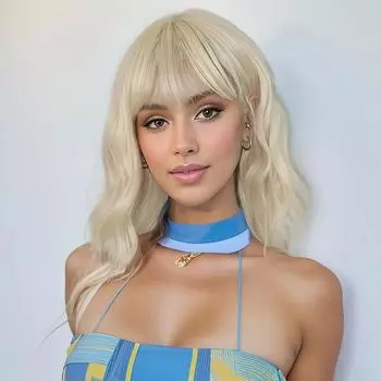 Короткий парик с челкой, волнистые синтетические парики, парики из светлых черных красных вьющихся волос для женщин, парик для косплея на каждый день, термостойкий чёрный