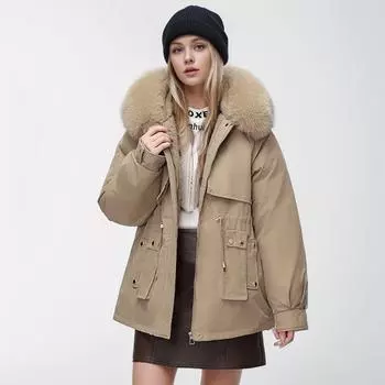 Короткий пирог превосходит женскую зимнюю корейскую версию пуховой хлопковой куртки, утолщенной и флисовой, большой размер, теплая куртка M зелёный