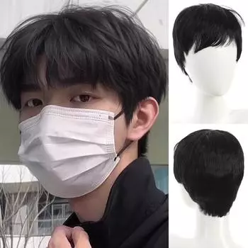 Короткий прямой парик для мальчиков, черный, синтетический парик с микро-сломанным веком, пушистый, натуральный, подходит для ежедневных встреч на Хэллоуин