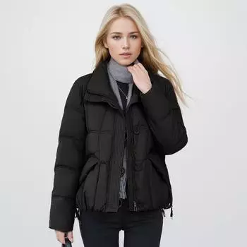 Короткий пуховик с воротником-стойкой, зимняя новая женская свободная модная куртка свободного покроя L темно-коричневого