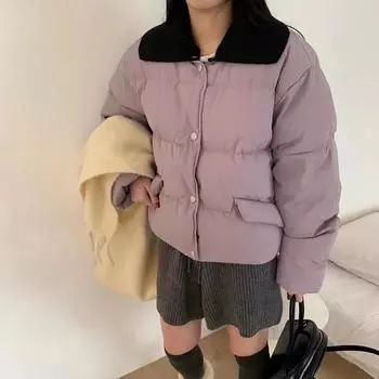 Короткий пуховик со съемным воротником, женский, 2024, новый корейский, утолщенный, маленький, белый, утиный пух, куртка, модный average size лимонно-желтый