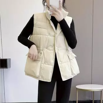 Короткий пуховый хлопок верхняя одежда на осень и зиму жилет универсальный утолщенный жилет куртка M