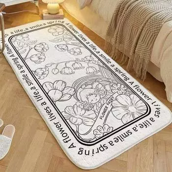 Короткий пушистый ковер у кровати, спальня, черный ковер с цветами, для гостиной, ванной комнаты, коврик для балкона, эркера, коврик для дома 40x60cm