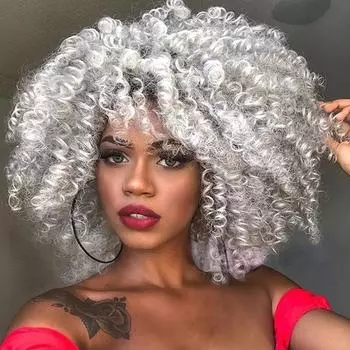Короткий серый парик Короткий волнистый парик из вьющихся волос, женские мягкие синтетические волосы wig