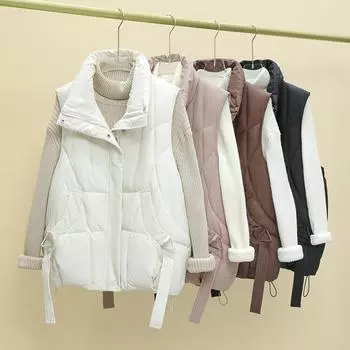 Короткий женский жилет из хлопка для осени и зимы, новый свободный и тонкий, небольшой аромат, плечи и универсальный жилет M чёрный