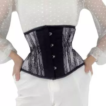 Короткий жилет с корсетом Fishbone и небольшим цветочным ремешком L чёрный