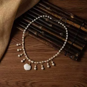 Короткое ожерелье Cheongsam Hanfu, универсальный старинный стиль, замок Ping An Xiangyun, ретро-стиль Тан, старинный костюм, глазурованный воротник, подвеска для женщин