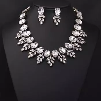 Короткое ожерелье на ключицу с супер-вспышкой из кристаллов и драгоценных камней, модный комплект, женские преувеличенные ретро-аксессуары