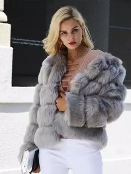 Короткое пальто из искусственного меха норки для женщин с круглым вырезом и длинным рукавом, искусственная лиса, пушистая женская куртка 2024 года, зимняя женская верхняя одежда S белый