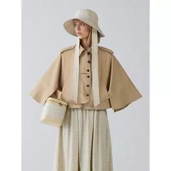 Короткое пальто-накидка Gu By Uniqlo от Rokh 32 BEIGE/XS