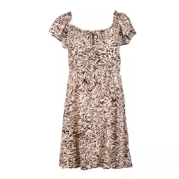 Короткое платье с рюшами на рукавах Женское VERO MODA XS бежевый