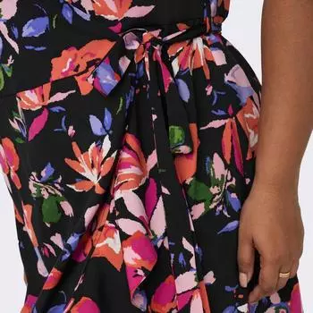 Короткое платье с запахом, рюшами и поясом ТОЛЬКО для женщин CARMAKOMA 42 чёрный