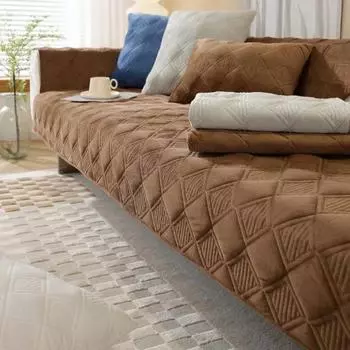 Короткое плюшевое полотенце для дивана серого цвета, европейское короткое утепленное стеганое покрытие для дивана, противоскользящее европейское покрытие для дивана для гостиной 70x70cm 1pc синий