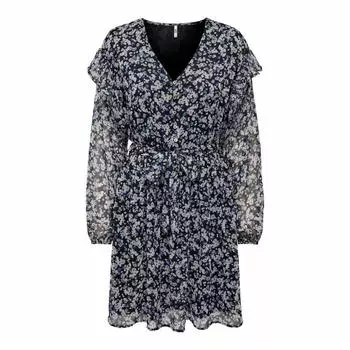 Короткое струящееся платье с длинными рукавами и v-образным вырезом с цветочным принтом jdyllilli Женское JDY