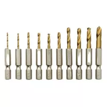 Короткое сверло по металлу Takagi EARTH MAN, набор из 10 штук, шестигранный стержень 6,35 мм, небольшой размер, из-за чего его трудно трясти, легко позиционировать, легко видеть ма