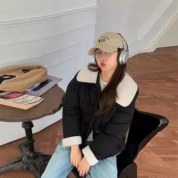 Короткое женское пальто конфетного цвета, уменьшающее возраст, маленькое сезонное пальто с роговой пуговицей, большим лацканом, короткое пуховое хлопковое пальто M