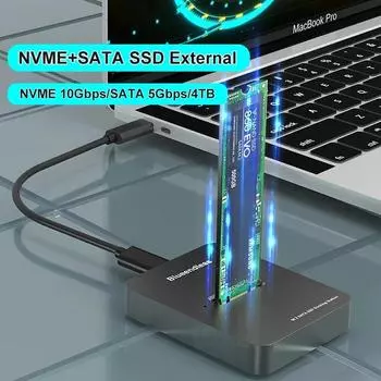 Корпус для твердотельного накопителя USB3.1 Type-C, док-станция, внешний жесткий диск SSD, корпус для жесткого диска M.2 SATA NVME, высокоскоростная передача данных, корпус для твердотельного накопителя 10 Гбит/с