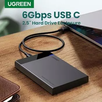 Корпус для внешнего жёсткого диска Ugreen USB 3.0 Fixed Cable чёрный
