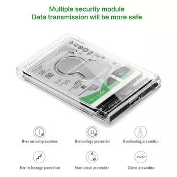 Корпус для жесткого диска 3.0/2.0. Корпус для жесткого диска SATA SSD 2,5 дюйма со скоростью передачи данных 5 Гбит/с и прозрачным дизайном. Внешний мобильный корпус.