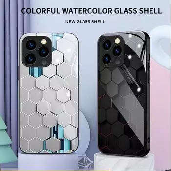 Корпус из закаленного стекла, шестиугольная сотовая форма, защитный чехол с принтом, мягкий чехол из ТПУ для Xiaomi Redmi Redmi A1 разноцветный