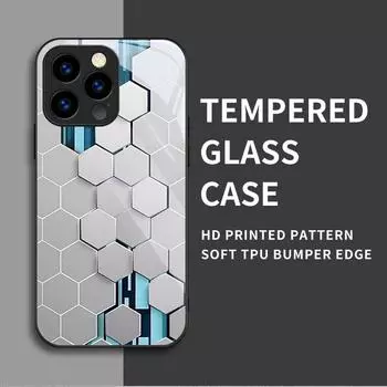 Корпус из закаленного стекла, шестиугольная сотовая форма, защитный чехол, мягкий чехол для iPhone Samsung iPhone 6 разноцветный