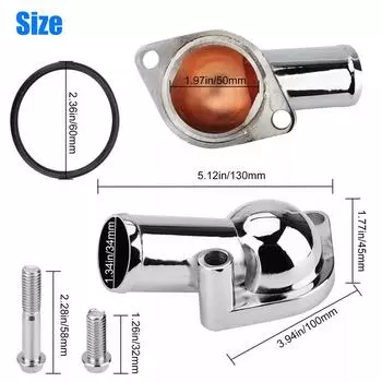 Корпус термостата Sbc Bbc Water Neck 15 градусов по Фаренгейту Chevy 265 283 305 327 350 383 396 400 427 454 472 502 Маленький большой блок серебряный