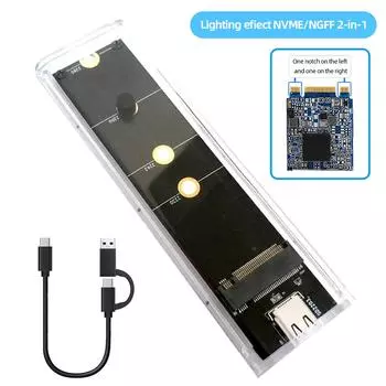 Корпус твердотельного накопителя M.2 NVMe/NGFF Корпус SSD Жесткий диск USB 3.1 Type C No light NGFF