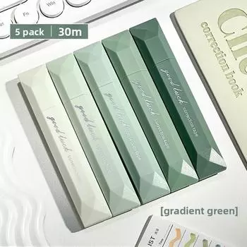 Корректирующая лента для письменных тестов Высококачественная градиентная корректирующая лента Большой емкости Гладкая непрерывная корректирующая лента для студентов 5PCS зелёный