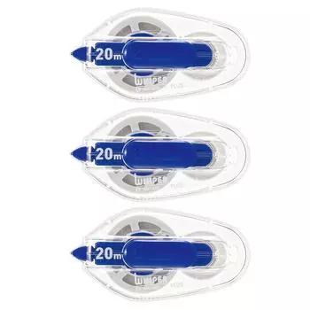 Корректирующая лента Plus Whiper LT 5 мм x 20 м, набор из 3 шт., одноразового использования, синяя, 3 шт. 49-571
