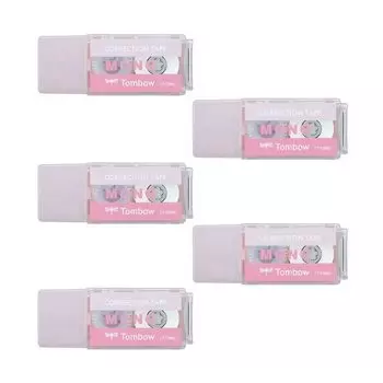Корректирующая лента Tombow Pencil 5 мм MONO Mono Pocket Eraser Design Correction одноразового использования, розового цвета, 5 шт., 4 м (Моно лента) CT-CM5C80-5P розовый