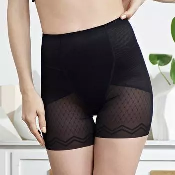 Корректирующее белье для поднятия живота и бедер, бесконечное корректирующее белье, дышащее льняное анионовое антибактериальное нижнее белье с высокой талией, 2-в-1, защитное нижнее белье для женщин L чёрный