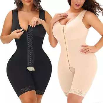 Корректирующее белье для женщин Tummy Control Full Body Shaper Butt Lifter Thigh Slimmer Bodysuit для женщин Повседневный компрессионный корсет M бежевый