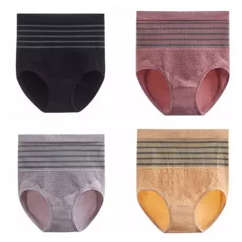 Корректирующее белье для живота Тонкое бесшовное нижнее белье в полоску с высокой талией Трусики послеродовые L фиолетовый