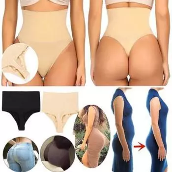 Корректирующее белье с высокой талией, утягивающее нижнее белье для похудения, трусики с контролем живота, Корректирующее белье для талии, бесшовные трусы S чёрный