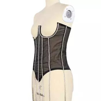 Корректирующий корсет Spice Girls, женский жилет с блестками и бриллиантами, верхняя одежда, кружевной бюстгальтер на бретелях S белый