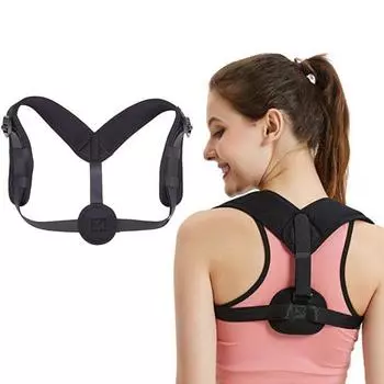 Корректирующий пояс для горбатости, регулируемый ремень, высокопрочный корректор осанки для шеи, ключиц, плеч, спины, облегчение боли, корректор осанки для детей и взрослых, верхняя часть чёрный