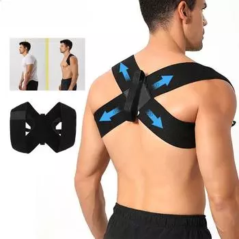 Корректор осанки для шеи и плеч, 1 шт., корректор осанки, регулируемая верхняя поддержка осанки, дышащий выпрямитель для плеч и спины S чёрный