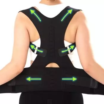 Корректор осанки для спины, выпрямитель талии, корсет для коррекции осанки, пояс для поддержки плеч для мужчин и женщин S чёрный