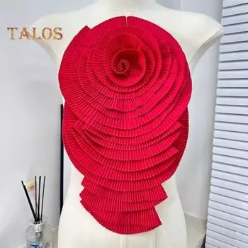 Корсаж 3D Цветочная аппликация Многослойное плиссированное платье-свитер Платье Блузка Декор DIY Вышивка Патч Аксессуары для одежды Свадебная вечеринка Одежда Украшение белый