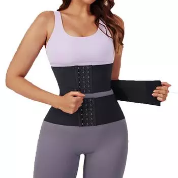Корсет для похудения для женщин, регулируемый спортивный пояс в форме песочных часов, бесшовный, под грудь, корсет для коррекции живота, пояс для похудения, большой размер XS чёрный