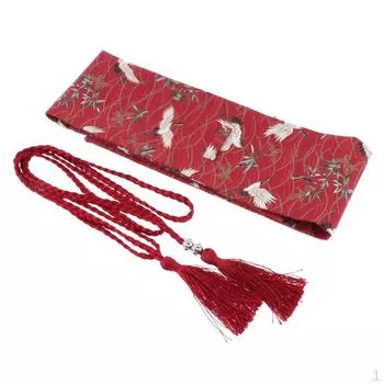 -Корсетный пояс с венценосным журавлем для платья красный