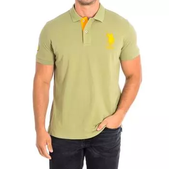 Мужская рубашка-поло KORYCBAD с коротким рукавом и контрастным воротником-лацканом 64779 M зелёный